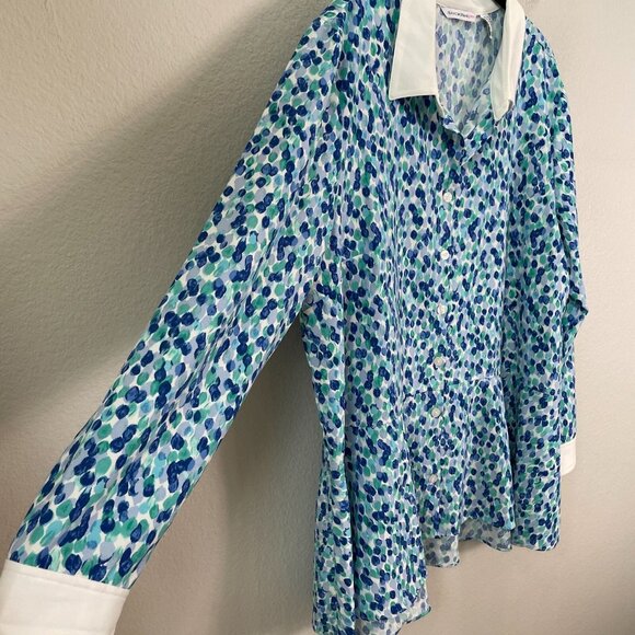 Isaac Mizrahi Womens Plus 16 Button Up Swing Top Long Sleeve Blouse Shirt - Picture 4 of 8